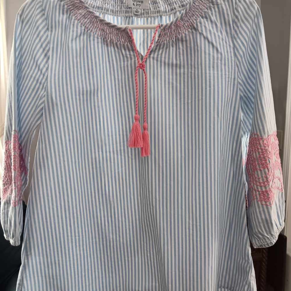 Striped Blue and Pink Women's Top